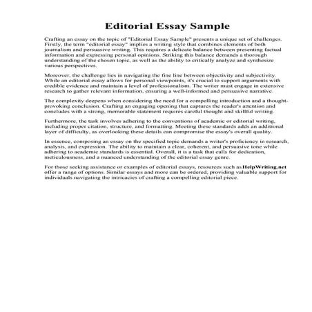 Editorial Essay Sample