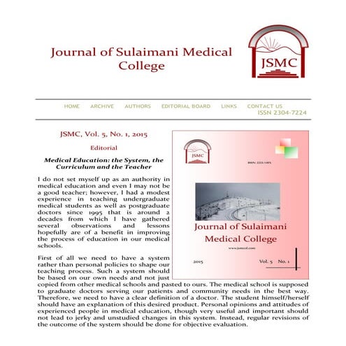 Editorial medical education the system the curriculum and the teacher