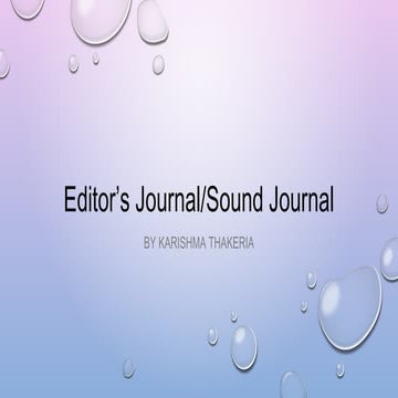 Editor’s journal/ Sound Journal