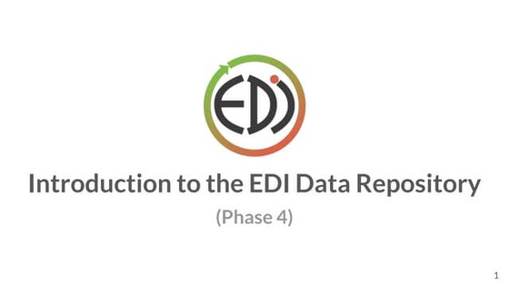 Introduction to the Environmental Data Initiative (EDI) | PPT