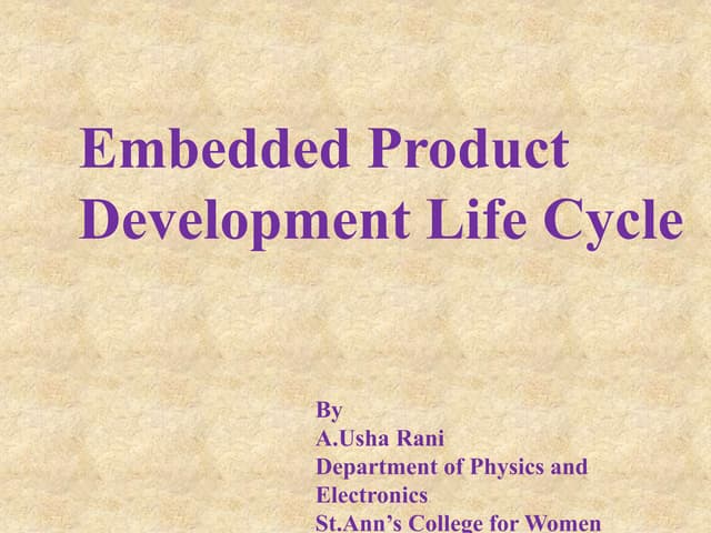 Embedded Product Development Life Cycle(EDLC)