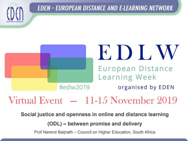 Social justice and openness in online and distance learning (ODL) – between p...