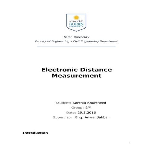 Electronic Distance Measurement (EDM)  - Report