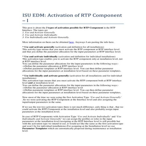EDM Activation of RTP Components I | PDF