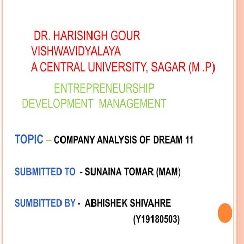 short presentation on dream 11 company 