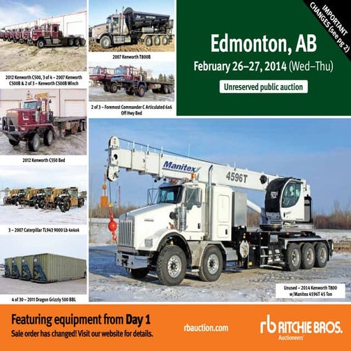 Unreserved Auction February 2627, 2014 Edmonton, AB Brochure Ritchie Bros. Auctioneers