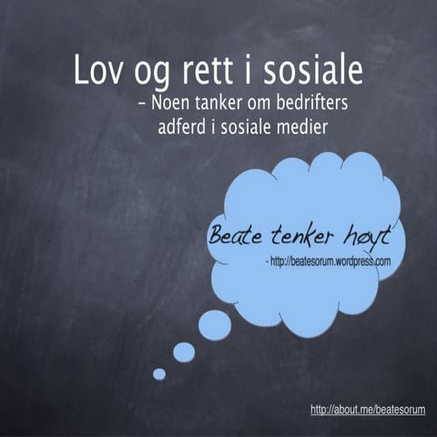 Lov og rett i sosiale medier - foredrag E-Dok konferansen 11.11.2010