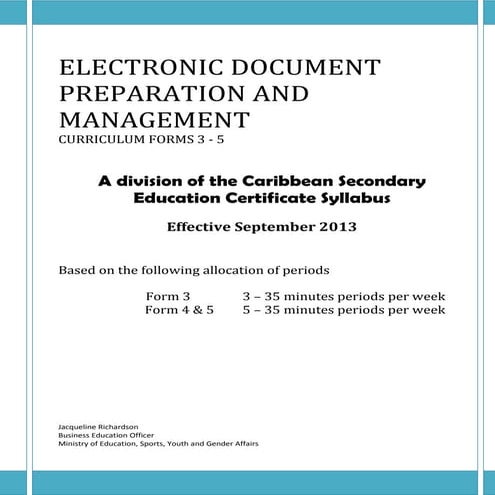 Electronic Document Preparation And Management Course Outline