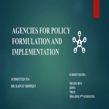agencies for policy formulation and implementation for promoting entrepreneurship in India
