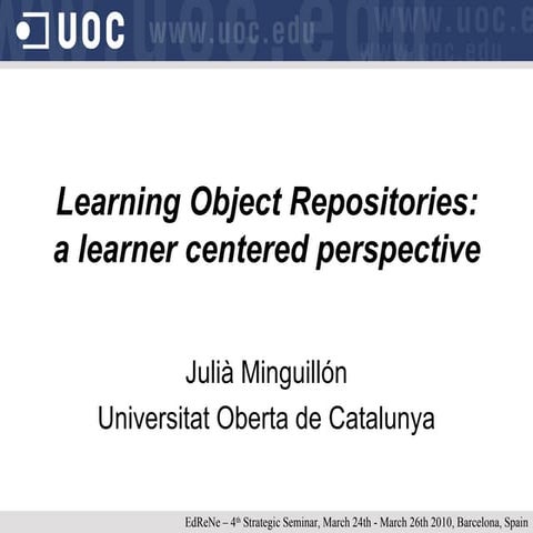Learning Object Repositories: a learner centered perspective