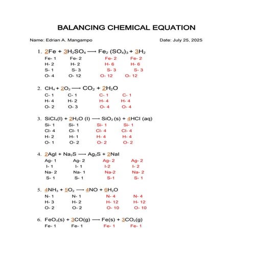 EDRIAN M document about chemical equation