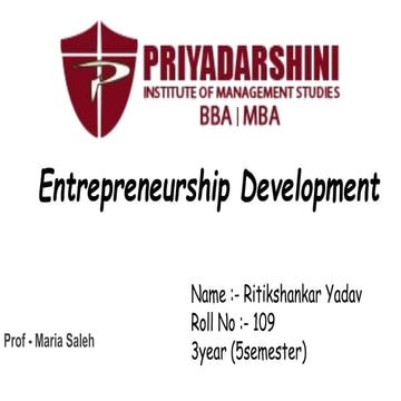 Entrepreneurship development in Bachelor of business administration