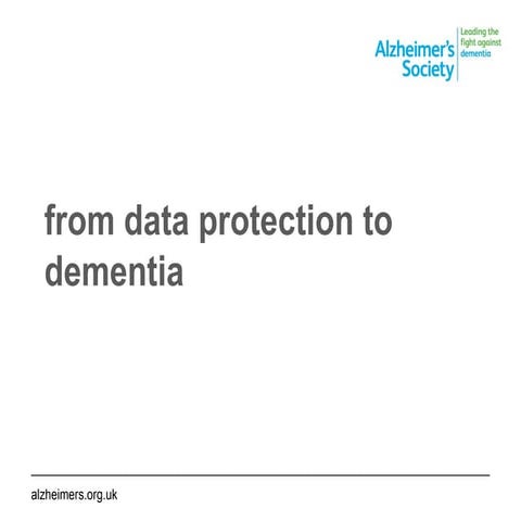 'E-learning for tackling Dementia' Ed Shrager, Alzheimer’s Society