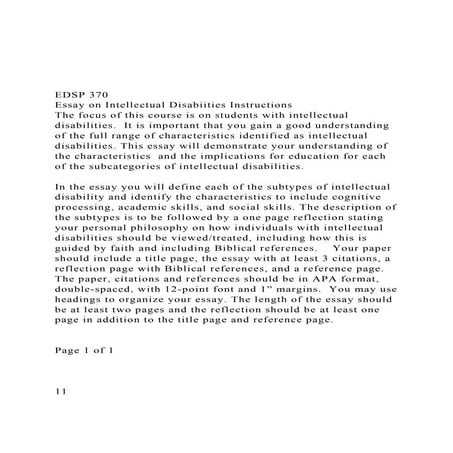 EDSP 370Essay on Intellectual Disabiities InstructionsTh.docx