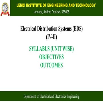Electrical Distribution Systems: Syllabus