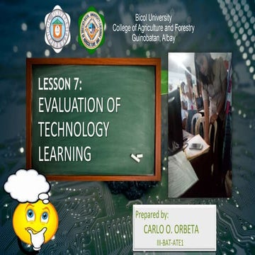 Lesson 7: Evaluation of Technology Learning