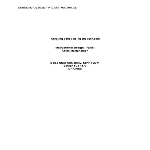 Edtech 503 Instructional Design Project