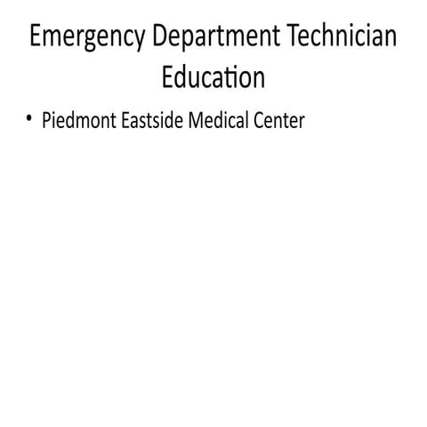 Comprehensive Training for Emergency Department Technicians: Roles ...
