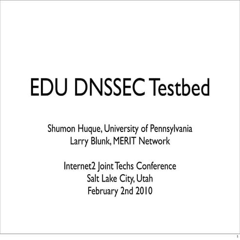 .EDU DNSSEC Testbed