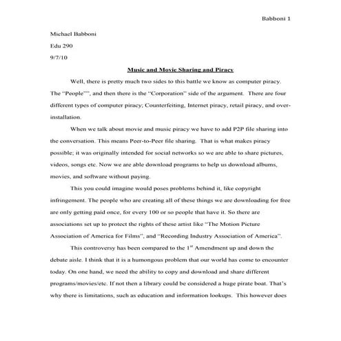 Edu 290 internet piracy