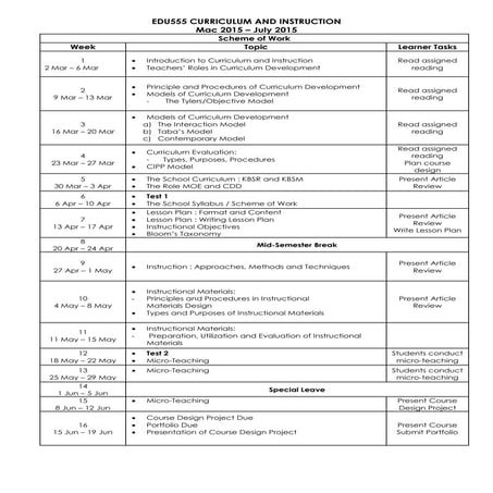 Edu 555 scheme of work