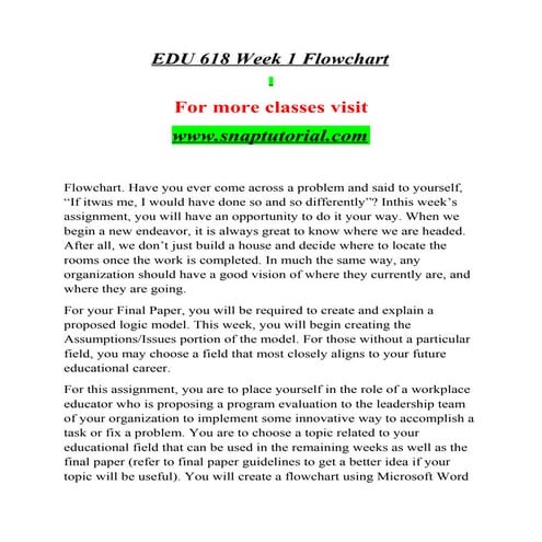 Edu 618  Massive Success / snaptutorial.com