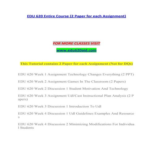 EDU 620 AID Introduction Education--edu620aid.com