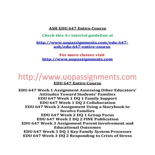 EDU 647 Entire Course NEW