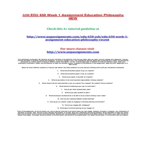 EDU 650 Entire Course NEW