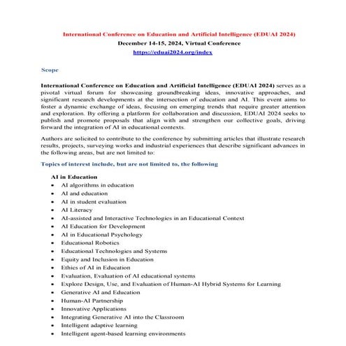 2nd International Conference on Education and Artificial Intelligence ...