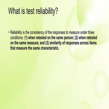 Establishing Test Reliability.............