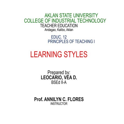 Educ 12. learning style