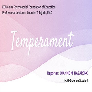  Temperament - Report in MA