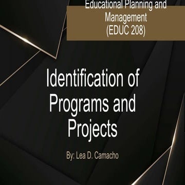 Educ 208  Identification of Programs and Projects