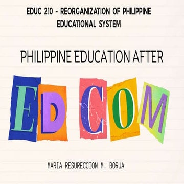 PHILIPPINE EDUCATION SYSTEM AFTER ED COM