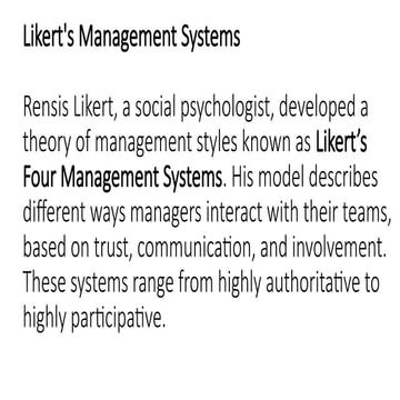 Rensis likert System of Management | PPTX