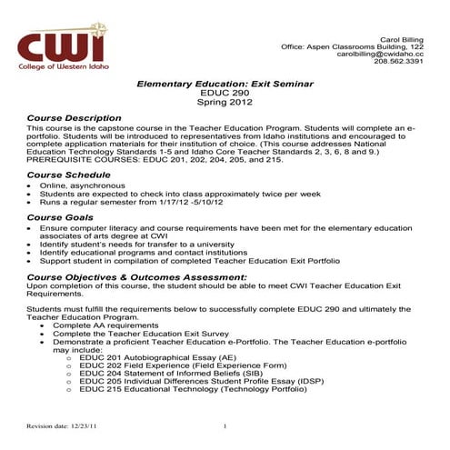 EDUC 290 Syllabus Spring 2012 Billing