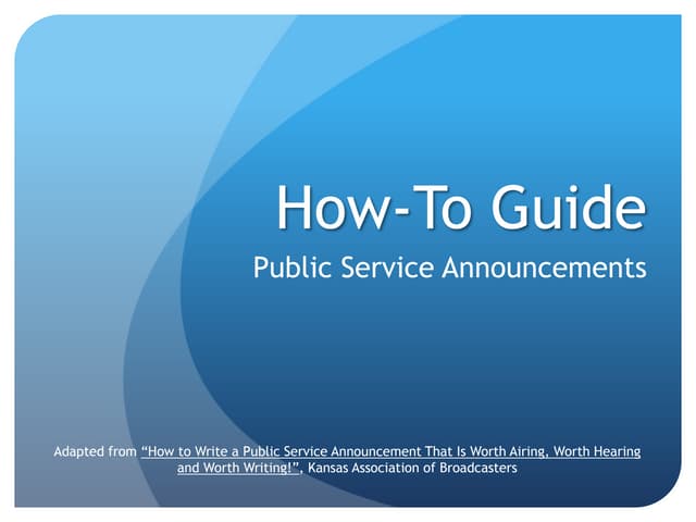 How To Guide- PSA's