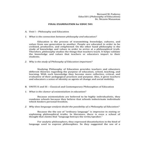 Educ 501   final examination