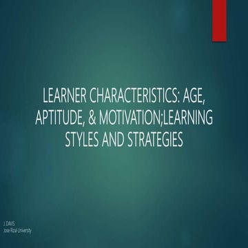 learner characteristics and learning styles and strategies