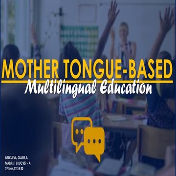 Mother Tongue-Based Multilingual Education in the Philippines