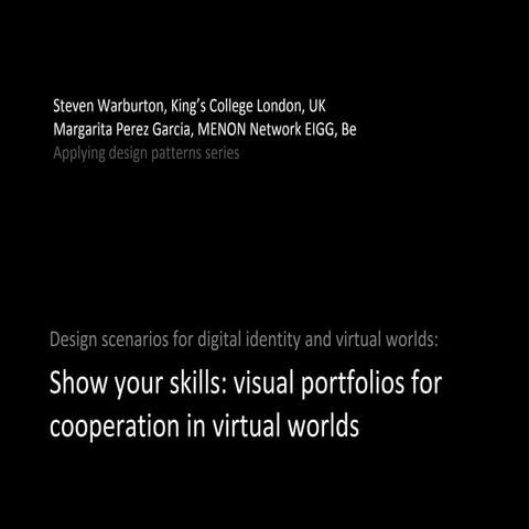 Design Scenarios for Virtual Worlds