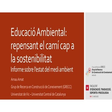Educació Ambiental: repensant el camí cap a la sostenibilitat 