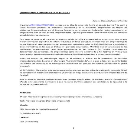 Educación emprendedora en españa