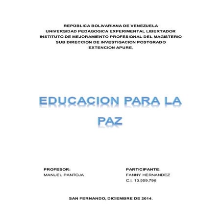 Educación para la cultura de paz | DOCX