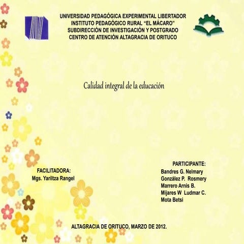 GESTIÓN DE LA CALIDAD EN EDUCACIÓN | PPTX