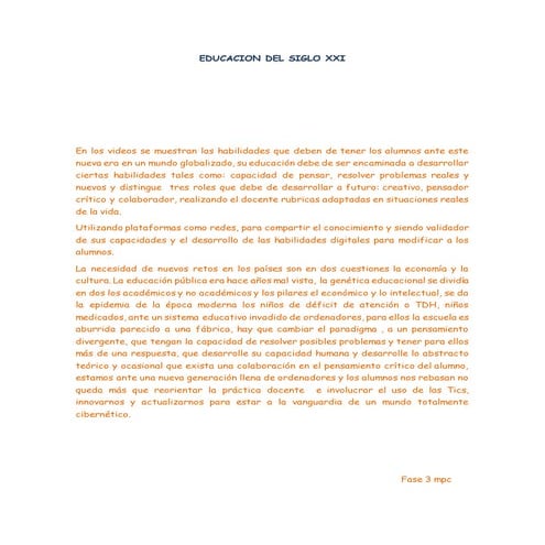 Educacion del siglo XXI