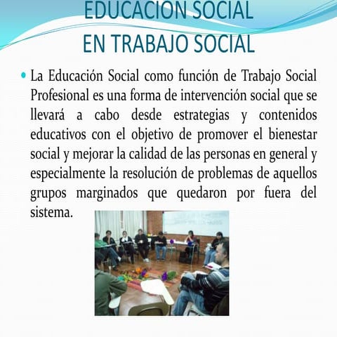 Educacion social en trabajo social en power point