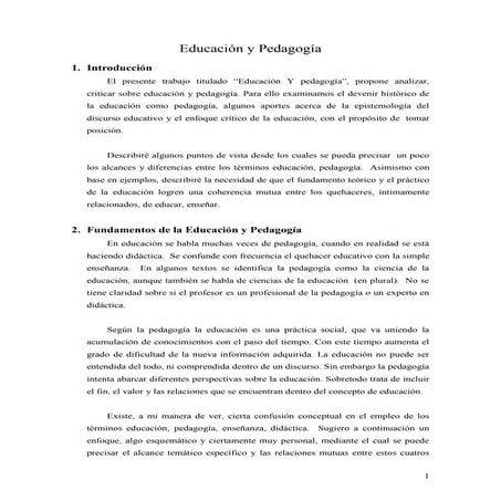 Educacion y pedagogia