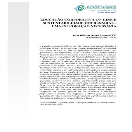 Educação corporativa on line e sustentabilidade empresarial